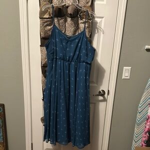 Blue Sleeveless Dress with Subtle Pattern
